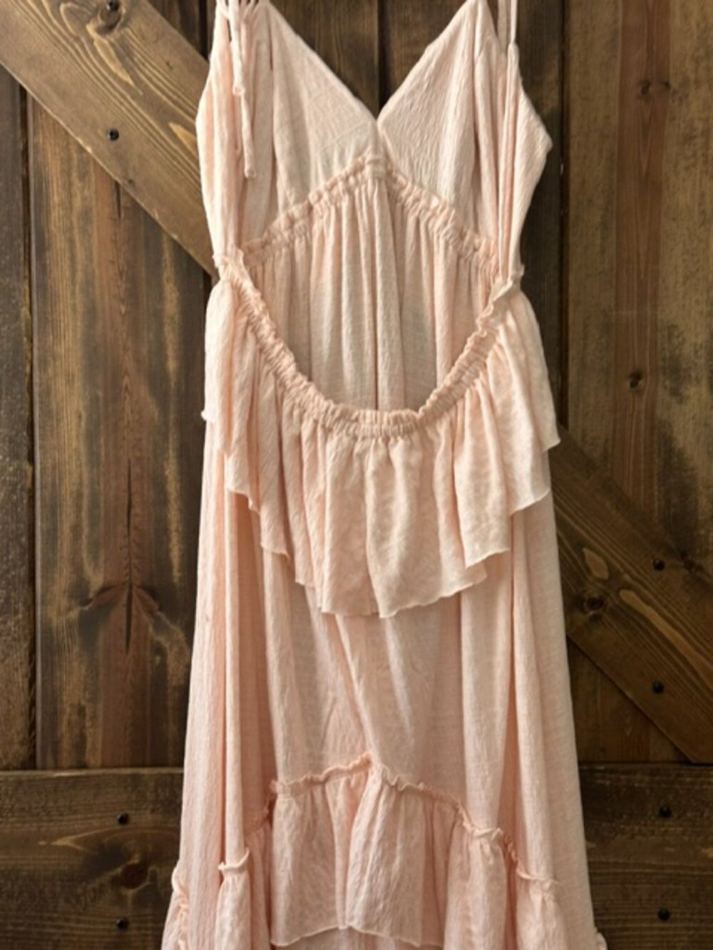 Free People Beach | Santa Luz Maxi Dress Ruffle Halter Open Back Pink XL - Picture 11 of 14